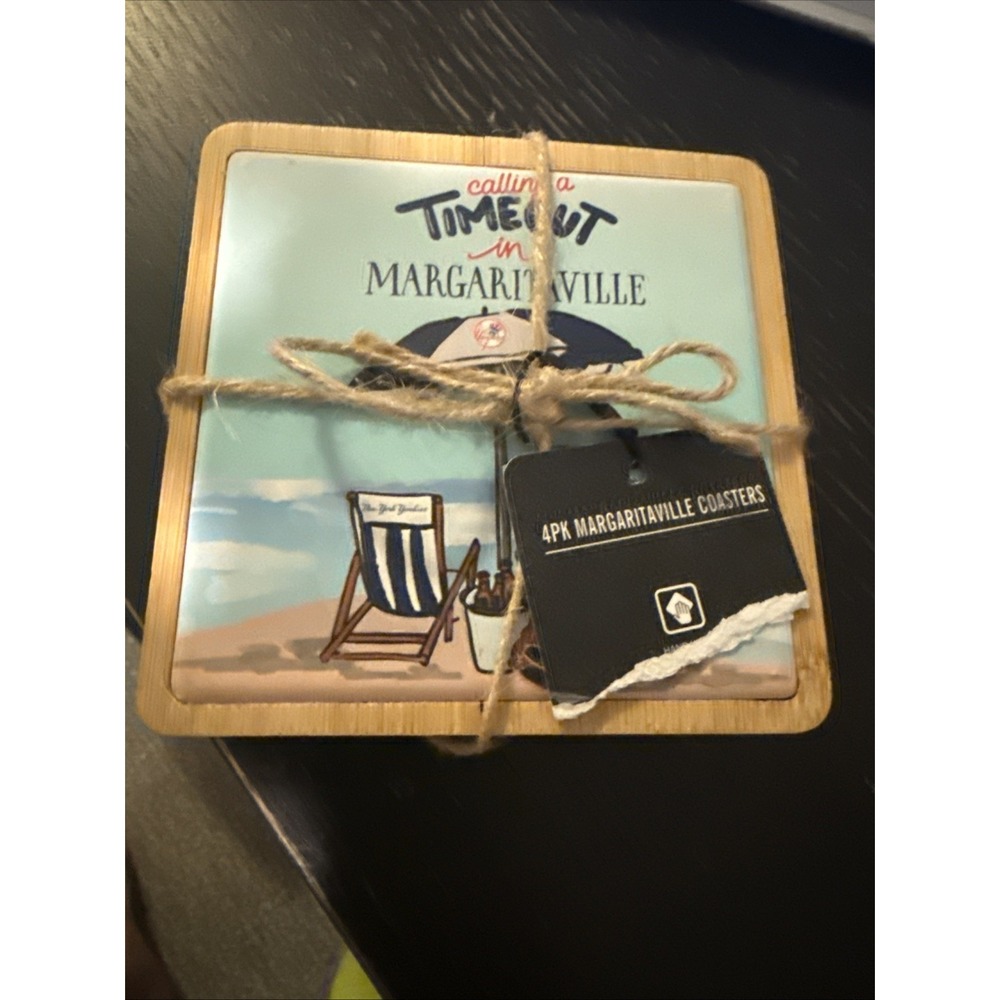 The Memory Company 4PK Margaritaville New York Yankees MLB Wood Coaster Set New